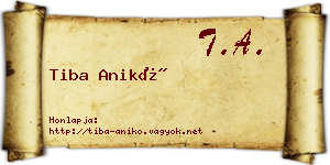 Tiba Anikó névjegykártya